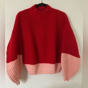 Line & Dot red and pink knit sweater